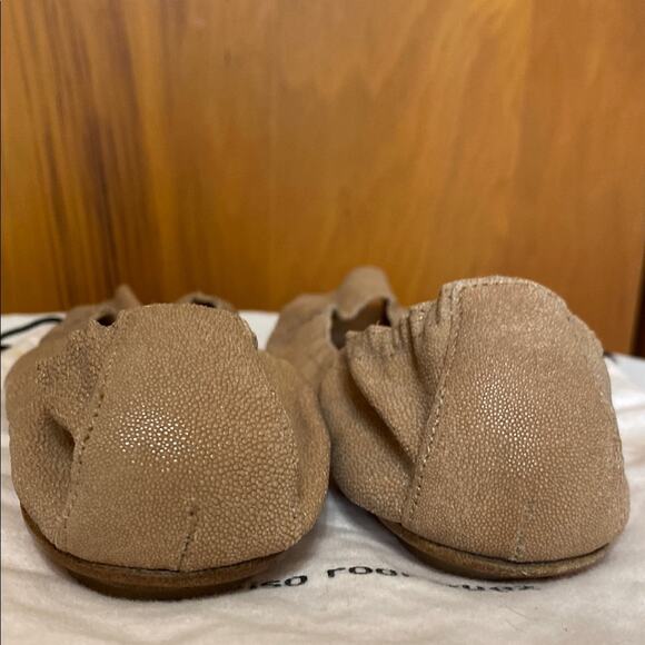 Narciso Rodriguez Snake Leather Pale Pink Tan Open Toe Ballet Flats - 9 W/ Bag - Picture 8 of 13